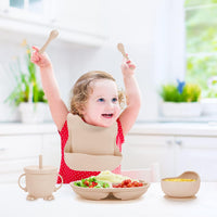 Set Vajilla de silicona para Bebés🥤 KIDS FOOD 🍛 (8 piezas antideslizantes y antiderrames)