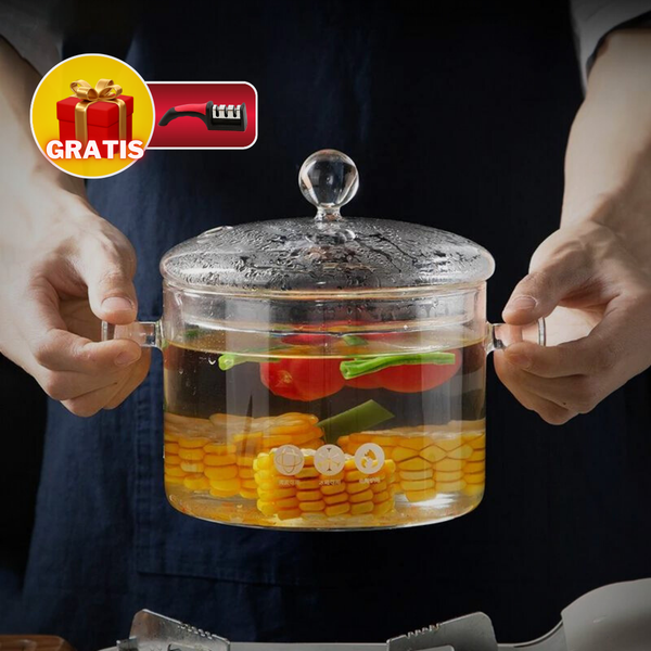 Olla de vidrio ⚡️ MEGA COOK 🍲 (OBSEQUIO: Afilador de cuchillos)