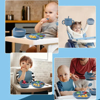 Set Vajilla de silicona para Bebés🥤 KIDS FOOD 🍛 (8 piezas antideslizantes y antiderrames)