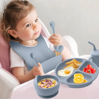 Set Vajilla de silicona para Bebés🥤 KIDS FOOD 🍛 (8 piezas antideslizantes y antiderrames)