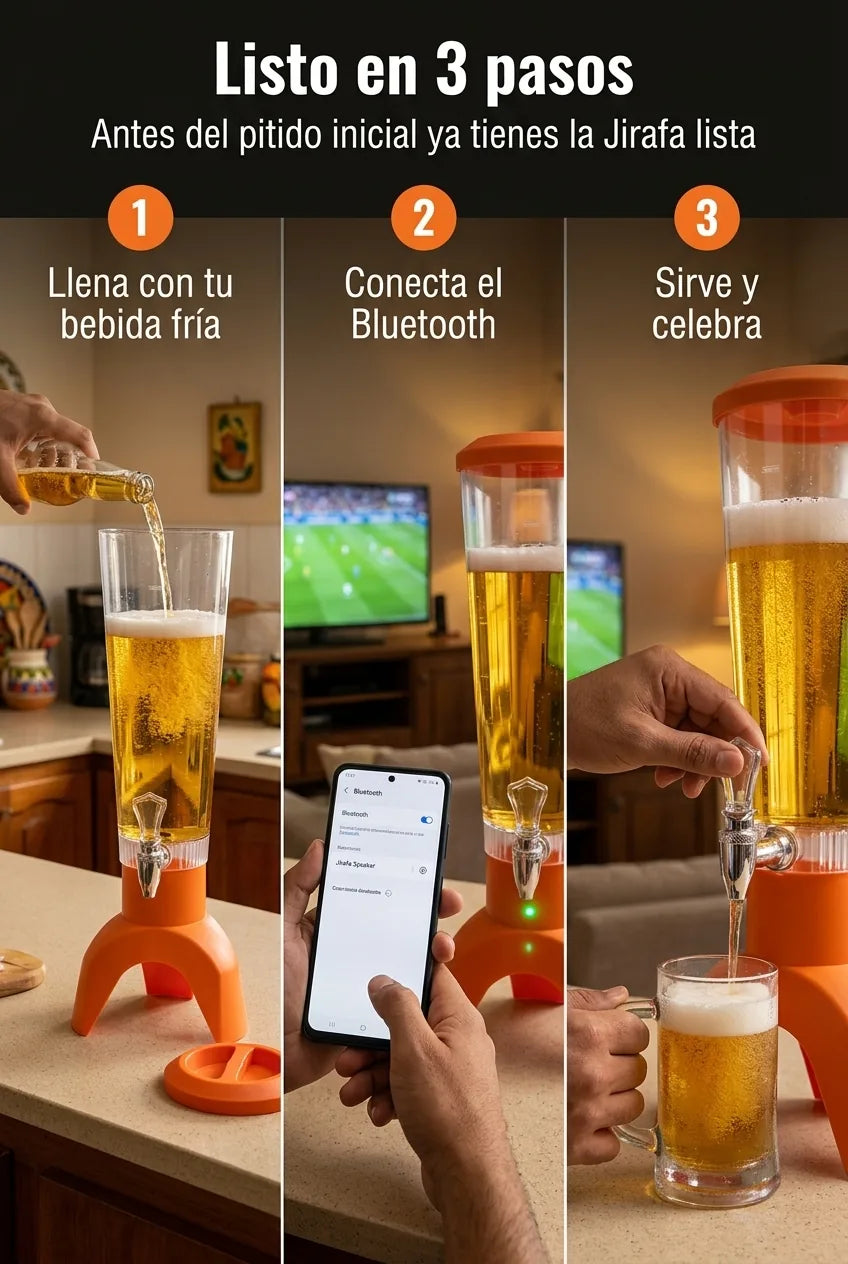 Listo en 3 pasos — como usar la Jirafa
