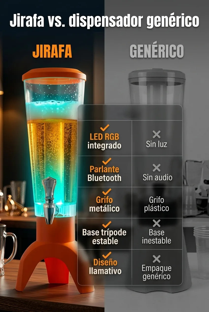 Jirafa vs dispensador generico — comparativa