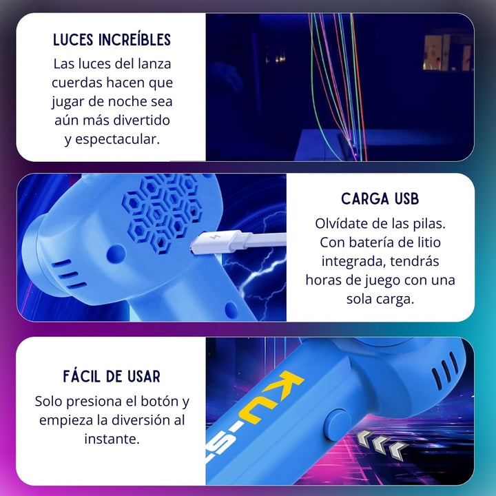 Kit Juego Lanzacuerda aerodinámico 🌌 UVString 360•🪀 (Desafía la gravedad y brilla en la oscuridad)