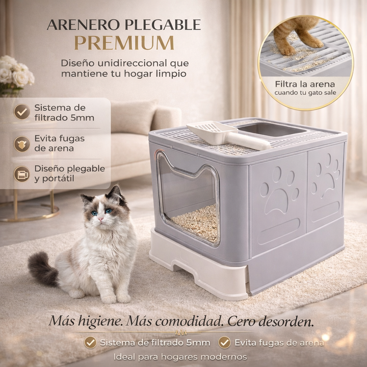 IMPORTADA: Arenera Plegable para gato 3en1 😸 LUXURY Clean✨ (Limpieza, Destreza, Practicidad)