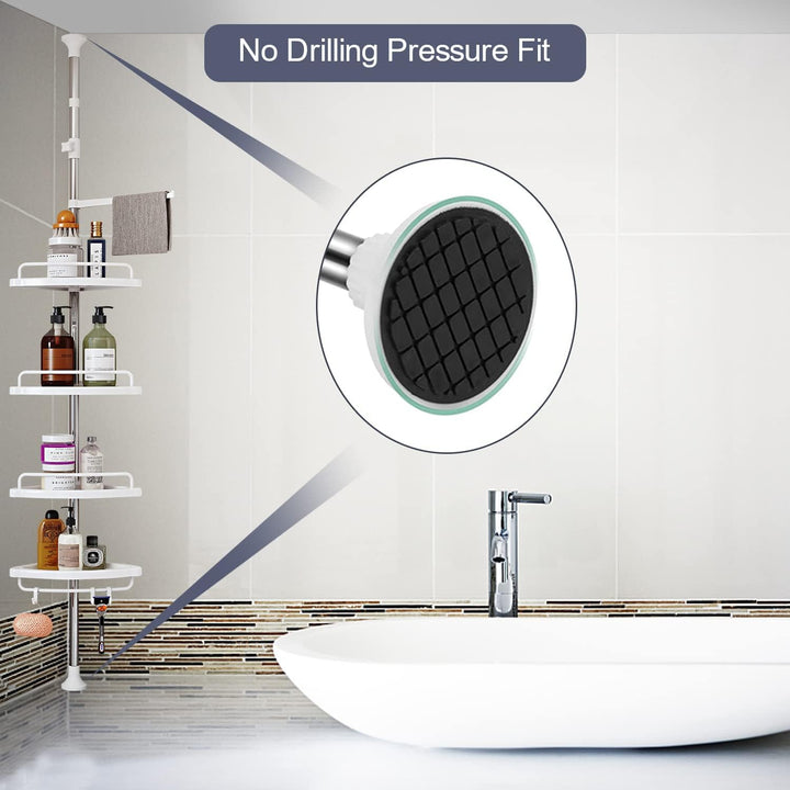 Organizador de Baño esquinero 🧴 PRACTIC PRORESIST 💥 (4 Niveles sin perforaciones)