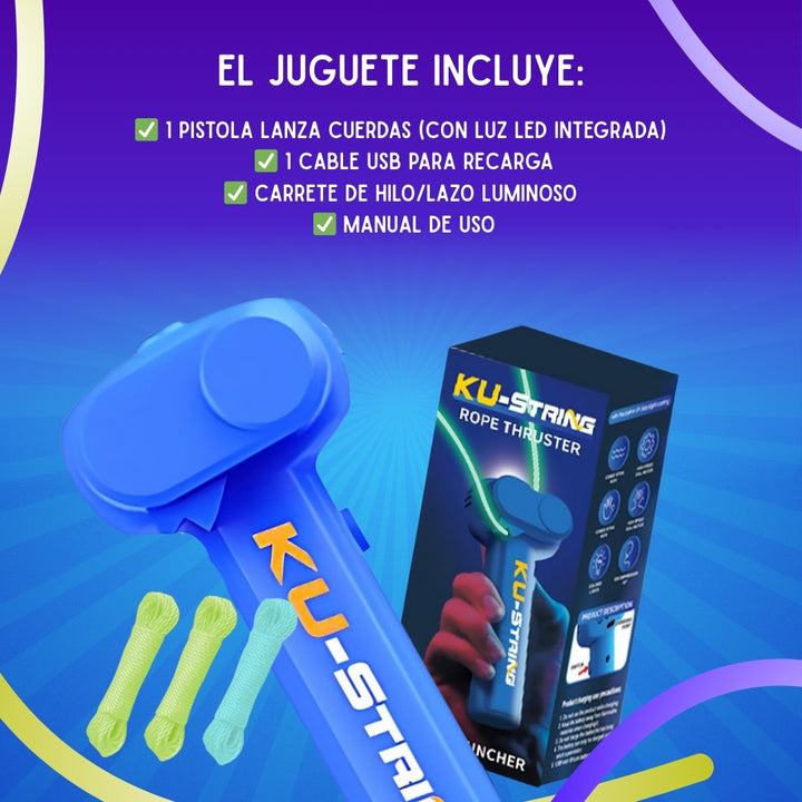 Kit Juego Lanzacuerda aerodinámico 🌌 UVString 360•🪀 (Desafía la gravedad y brilla en la oscuridad)