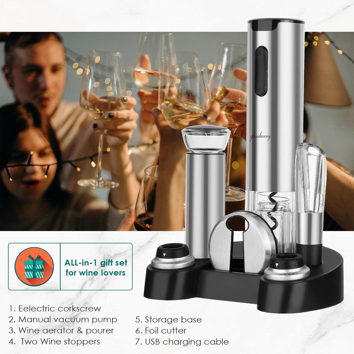 Kit 4 en 1 Descorchador de vino ✨ PREMIUM EXPERIENCE 🍷 (Apertura  automatica sin esfuerzo)