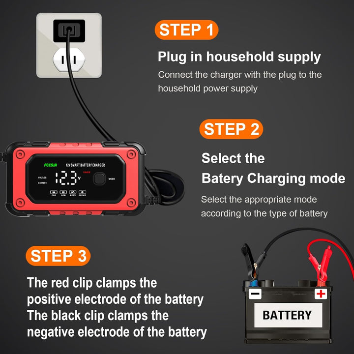 Cargador Inteligente bateria de carro 🚗 ENERGY PRO 🔋 (Carga segura, rapida y fácil de usar)