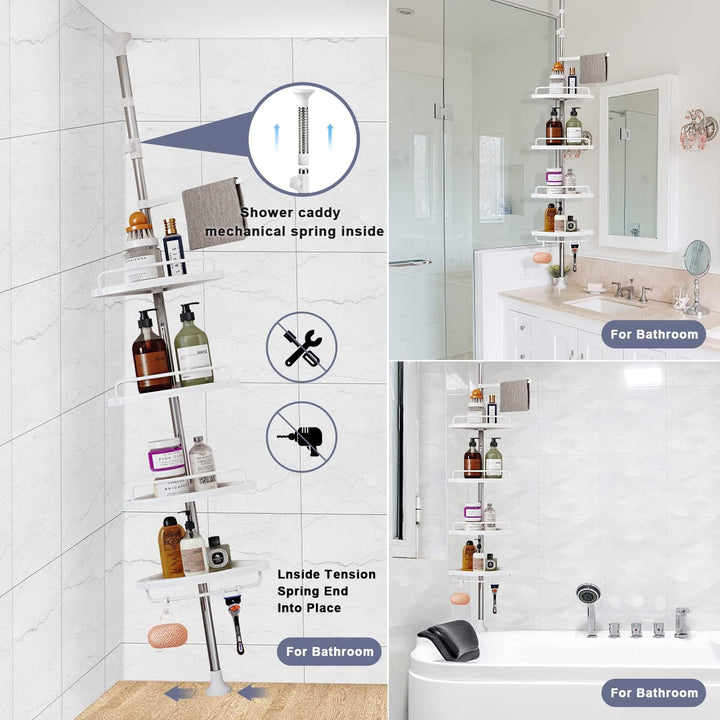 Organizador de Baño esquinero 🧴 PRACTIC PRORESIST 💥 (4 Niveles sin perforaciones)