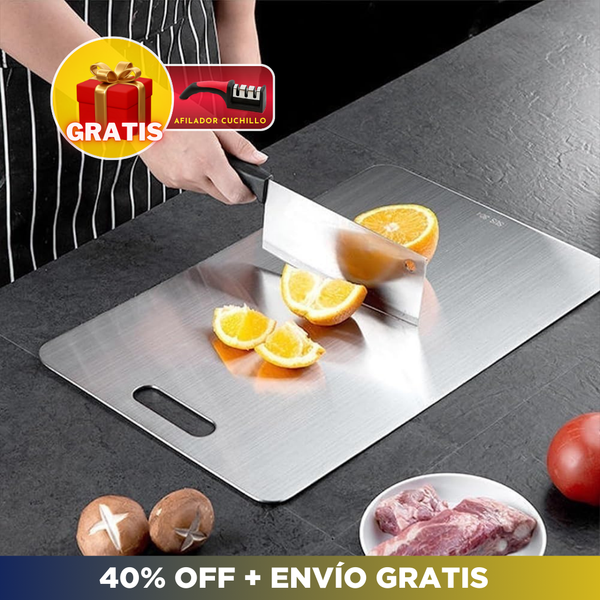 Tabla para picar en Acero Inoxidable 💥 CUT PROTECT 🥒 (GRATIS: AFILADOR)