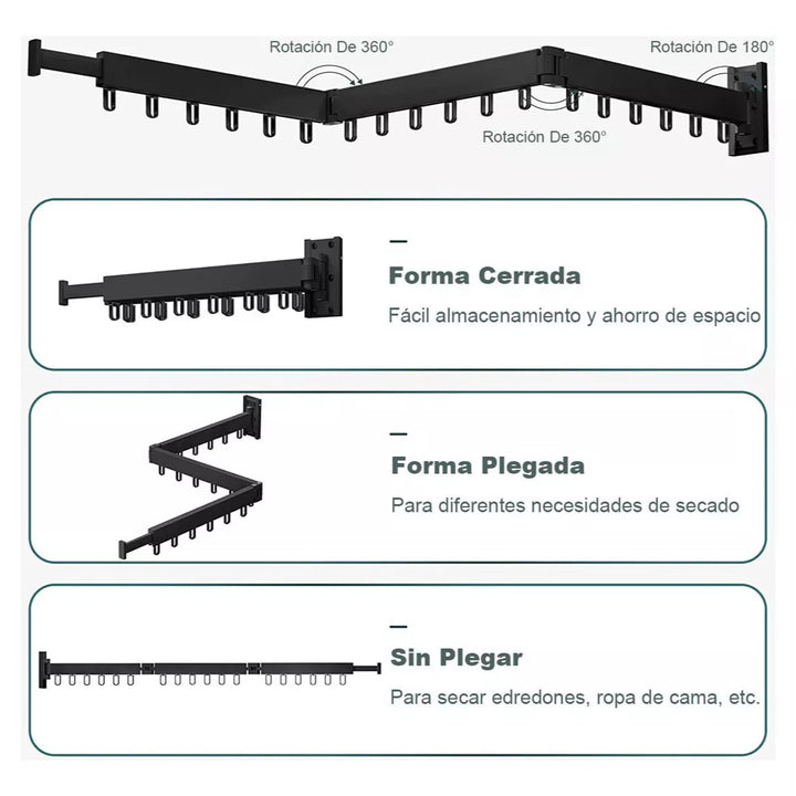 Tendedero de ropa plegable 👕 DRY RESIST PRO 💥 (Fácil de instalar Soporte 110 libras)