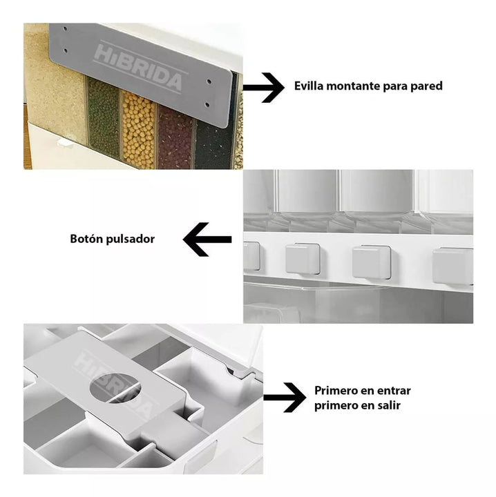 Dispensador de Granos 6en1 ⚡️ HYPER PRACTIC 🍚 (Dosificación automática sin desastres)