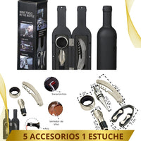 Kit premium accesorios para Vino  🍷 LuxuryBlack 💎 ( Estuche de lujo en forma de botella)