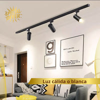 LÁMPARA RIEL TECHO DECORATIVA 💡LuxurHome✨ (Incluye 3 Luces Spot y 1 Riel + Gratis Bombillos)