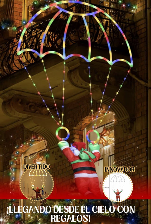 Papá Noel Paracaidista 🎅 MAGIC FLIGHT 🪂(Luces LED)