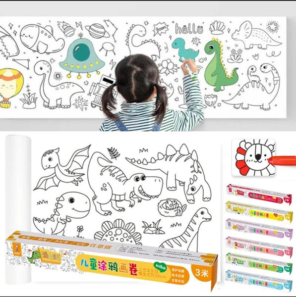 Rollo Extralargo de Papel para Colorear 🎨 ARTMAGIC ® 👦🏻👧🏼 (Diseños Educativos)  