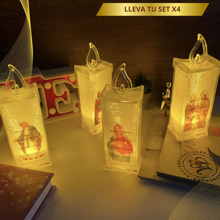 Set x4 Velas Religiosas 🕯️Fe y Esperanza 🙏🏻 (Práctica y segura, no necesita enchufes)