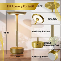 Lámpara Metálica Europea  💫  Luxur Max  ✨( Táctil, inalámbrica, 3 tonos luz)