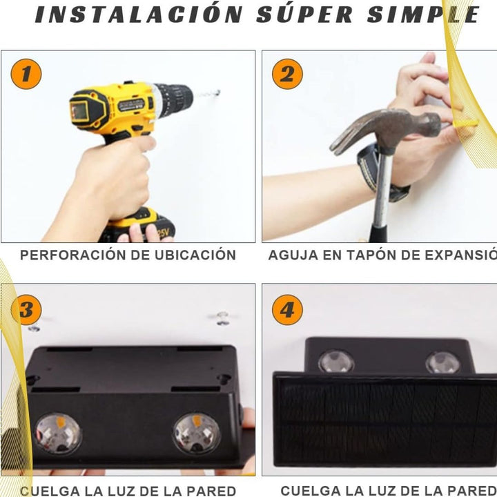 Lámpara Solar Automatica de Pared  ✨ LUXURY®️⚡ (Panel solar de alta carga )