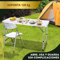 Mesa Plegable Portátil ❇️ PREMIUM Max 🍽 ( 120x60 y Resiste 120kg )