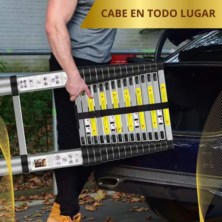 Escalera telescópica retactil 💥SegurityPRO🎖 (Resiste 400Lbs /Ahorrador de espacio)