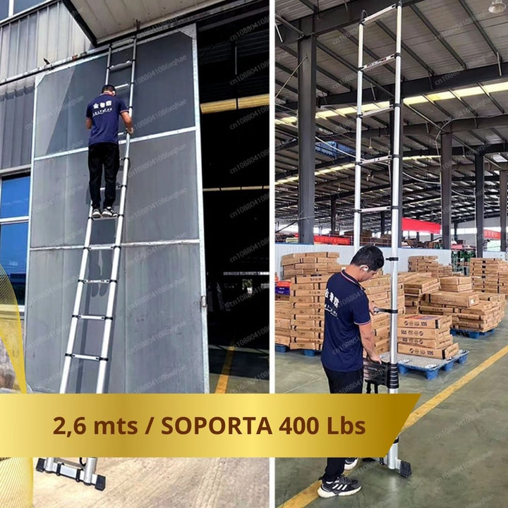 Escalera telescópica retactil 💥SegurityPRO🎖 (Resiste 400Lbs /Ahorrador de espacio)