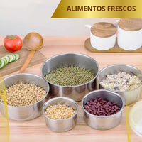SET PREMIUM X 5 Bowls en acero  💫 FreshMax 🥗 (Incluye Tapas y garantía 1 año)