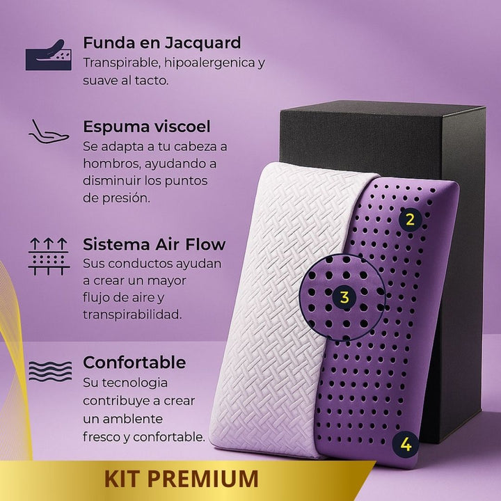 Almohada Inteligente aromaterapia ✨ PURPLEMemory 😴 (Duérmete en 5 minutos / Garantía 5 Años)