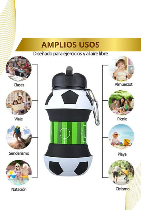 Termo plegable tomatodo ⚽️ MAGICSoccer 🏃🏻‍♂️ ( Libre de BPA, Fomenta el consumo de agua)