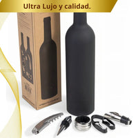 Kit premium accesorios para Vino  🍷 LuxuryBlack 💎 ( Estuche de lujo en forma de botella)