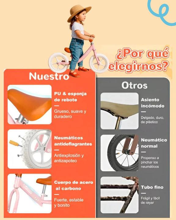 Bicicleta profesional de impulso🚲 BMKids 👦🏼👧🏼 ( Incluye accesorios de Lujo)