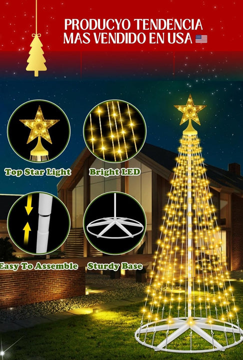 IMPORTADO: Arbol de Luces Inteligente🎄 SMART XXL✨ ( 1,80 mts INCLUYE: Estrella + Luces IA + Base)