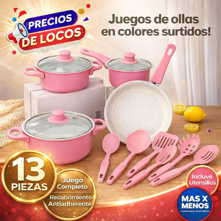 Batería de ollas premium👨‍🍳 SMART Chef® (13 PIEZAS con Antiadherente)
