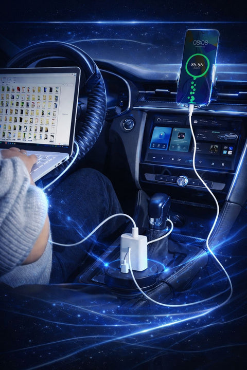 Convertidor inversor de energia para carro⚡️ POWER Max🔌 (Puertos USB + Tipo C + Enchufe AC 110V)