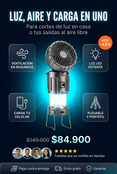 Lampara Ventilador Aerolux 3EN1