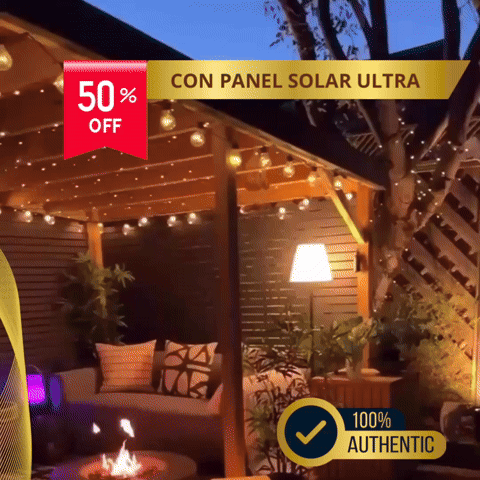 Guirnalda Luces Solares  ✨ LuxurMAX 10mts💡 ( INCLUYE: Panel solar ULTRA + 20 Bombillos )
