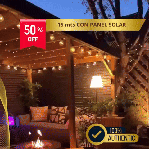 Guirnalda Luces Solar ✨ Luxur MAX💡 ( Con panel solar y 15 metros)