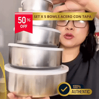 SET PREMIUM X 5 Bowls en acero  💫 FreshMax 🥗 (Incluye Tapas y garantía 1 año)