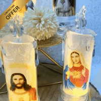 Set x4 Velas Religiosas 🕯️Fe y Esperanza 🙏🏻 (Práctica y segura, no necesita enchufes)