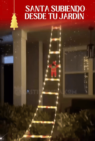 Kit Escalera +Luces Led+ Papá Noel escalador✨ Magic  Santa 🎅🏼 ( Extra Largo, resiste el agua)