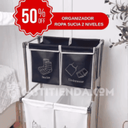 Mueble organizador ropa sucia 🧺 Pro Luxur ✨ ( 2 Niveles en metal)