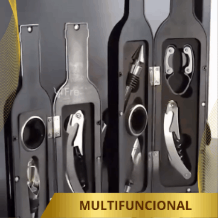 Kit premium accesorios para Vino  🍷 LuxuryBlack 💎 ( Estuche de lujo en forma de botella)
