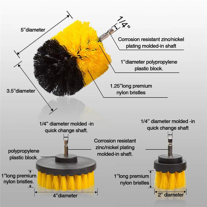 Set x3 Cepillos para Taladro ⭐️ POWER CLEAN ⚡️ (Diseño universal para limpieza profunda)