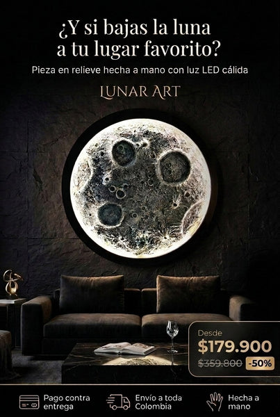 Luna LED en Relieve 🌕 LUNAR ART ✨ (Pieza decorativa hecha a mano con luz cálida)