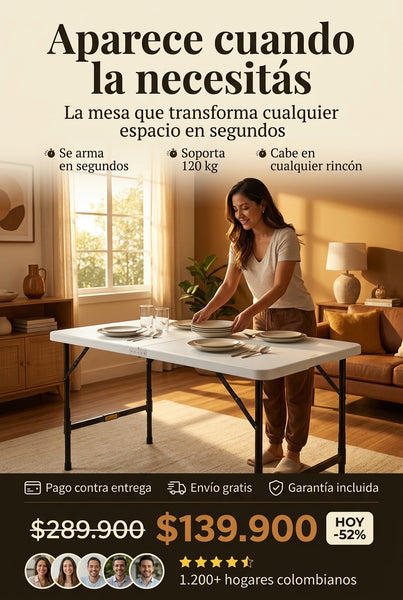 Mesa Plegable Portátil Premium 120x60cm