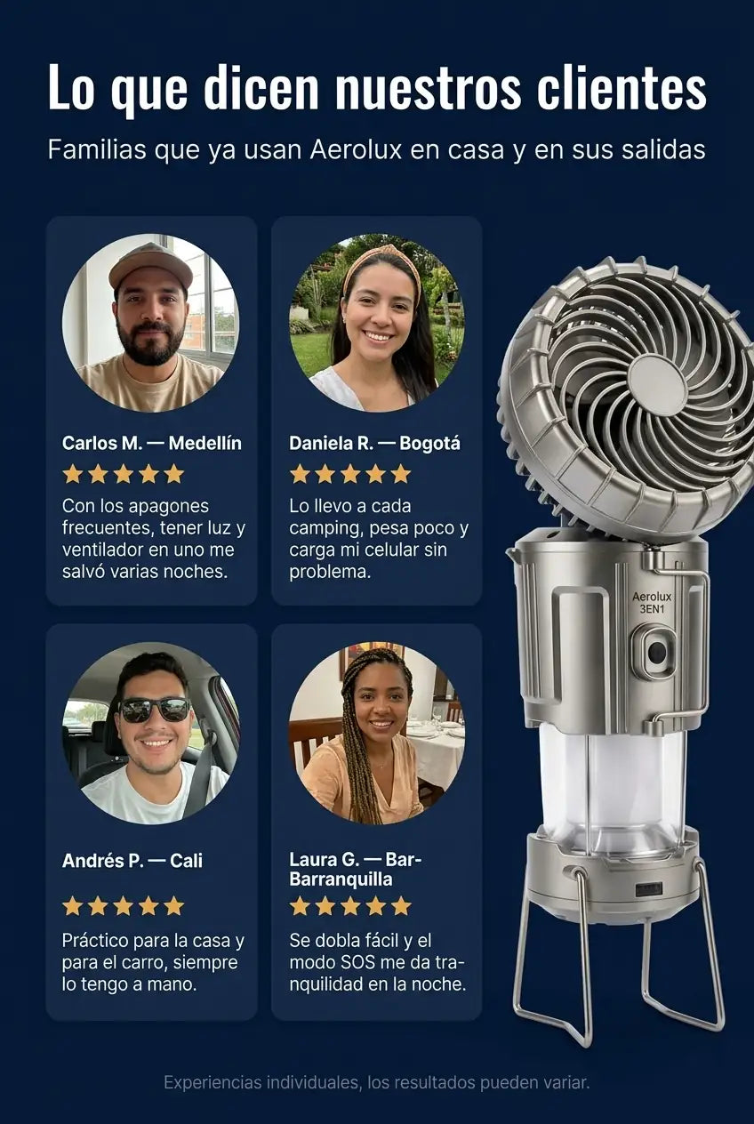 Testimonios de clientes sobre el Aerolux 3EN1