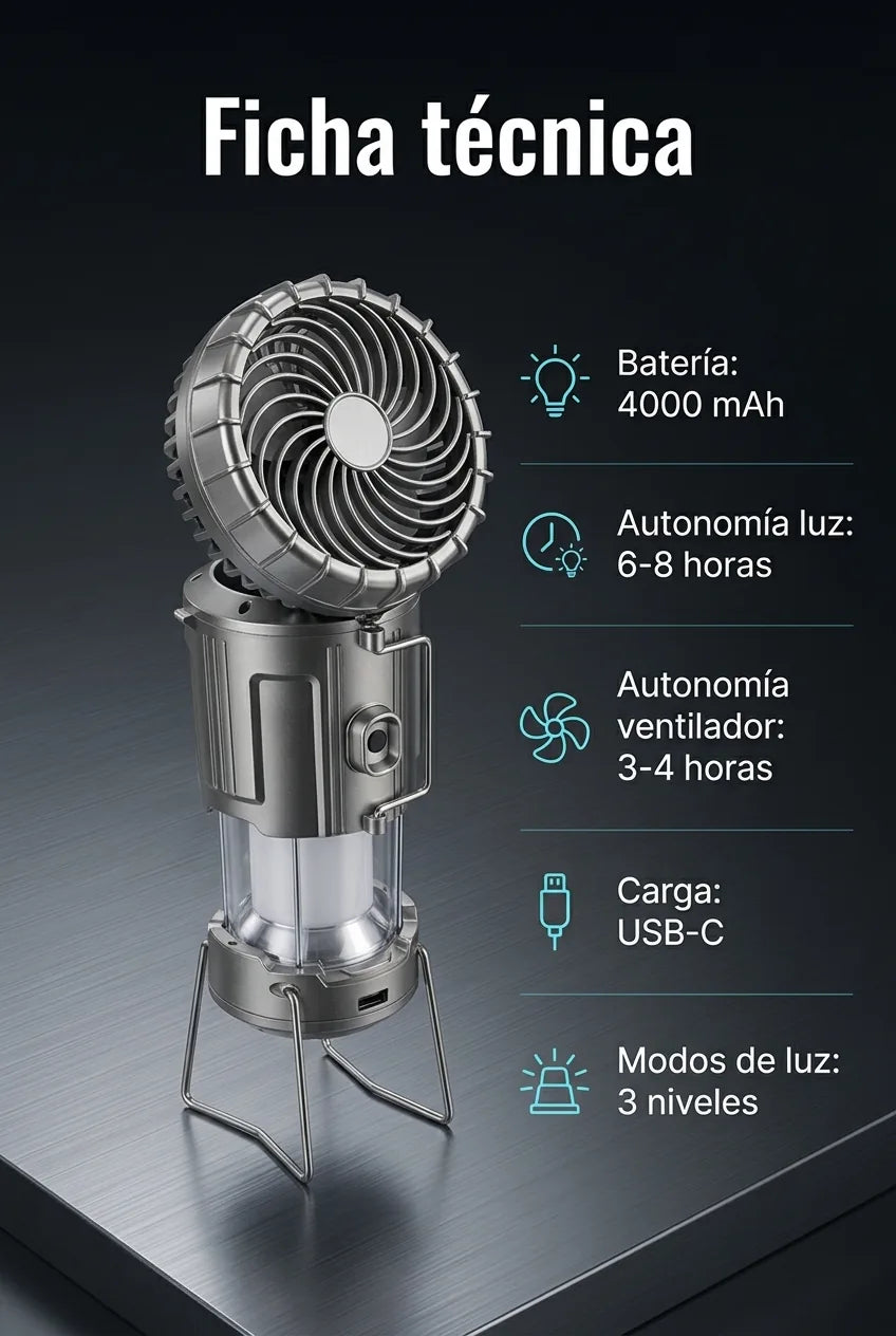 Ficha técnica del Aerolux 3EN1: batería, autonomía, carga USB-C