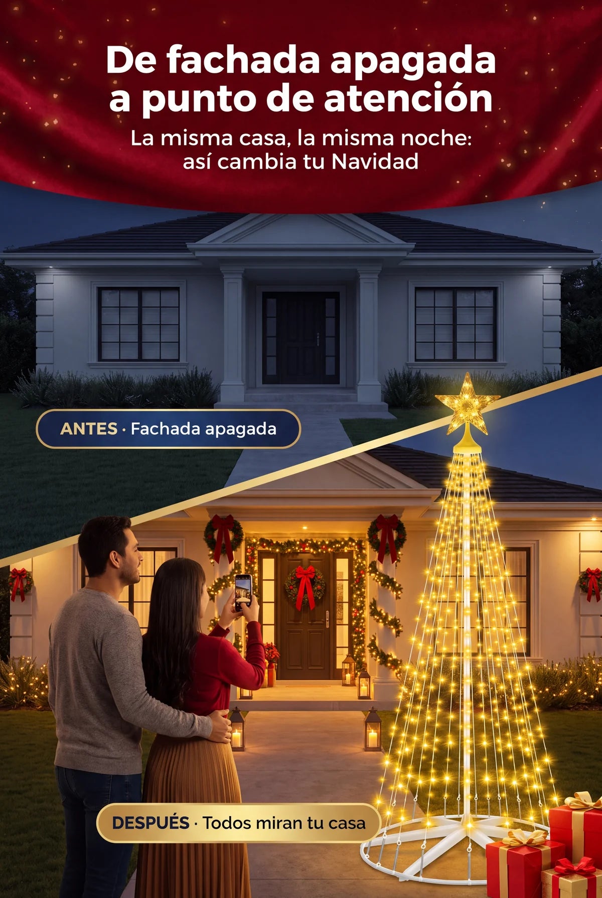 Antes y después de la fachada con el árbol SMART XXL