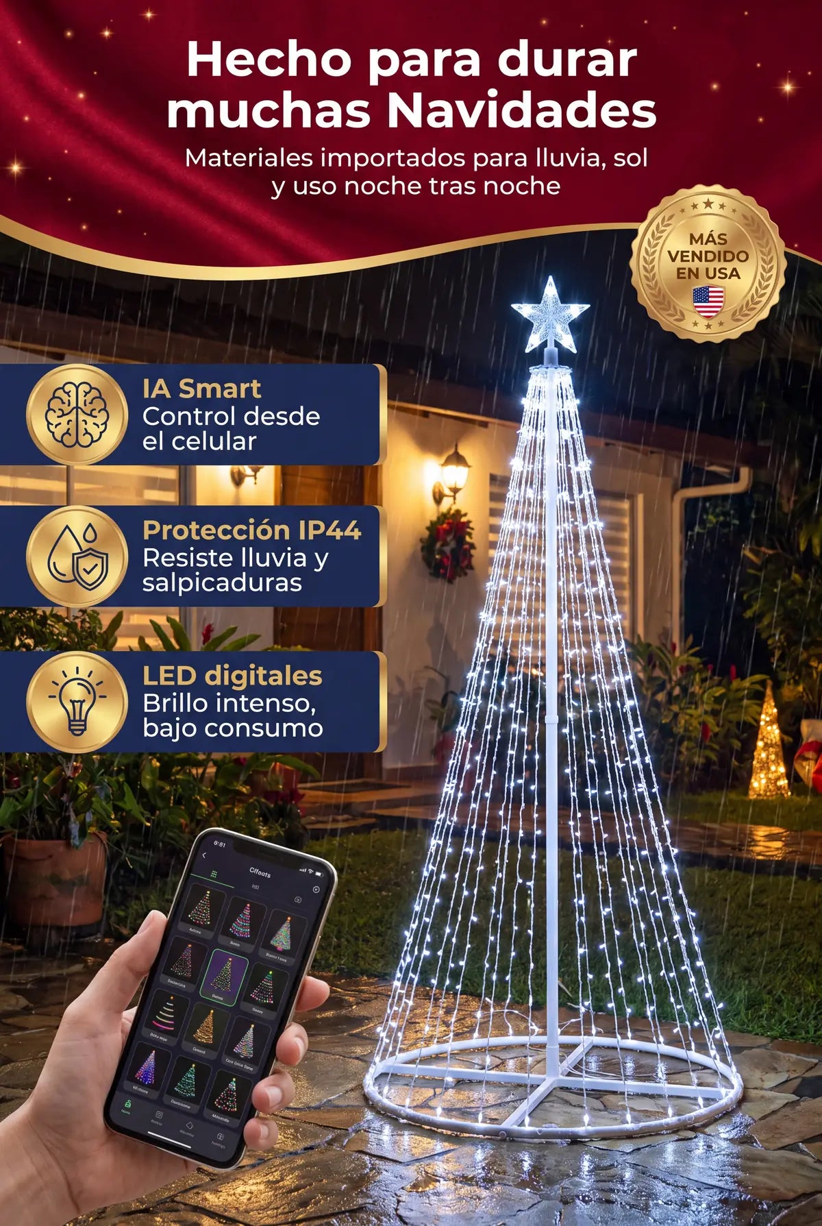 Árbol SMART XXL resistente a lluvia con control desde el celular