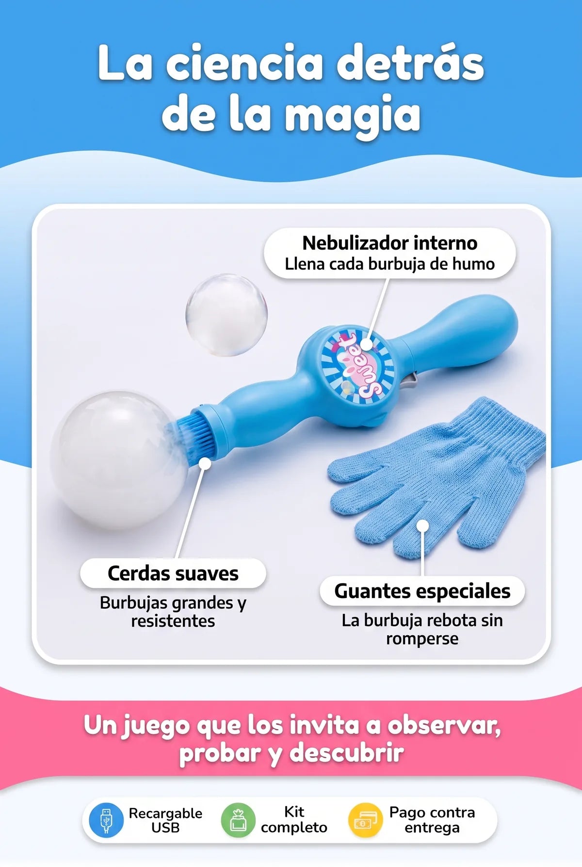La ciencia detrás de la magia: nebulizador interno, cerdas suaves y guantes especiales